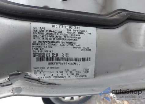 2003 Mercury Grand Marquis Ls from USA, damaged, VIN 2MEFM75W83X663860